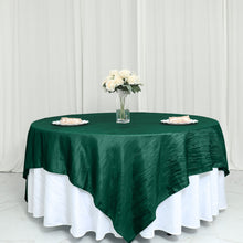 90 Inch x 90 Inch Accordion Crinkle Taffeta Hunter Emerald Green Colored Table Overlay 