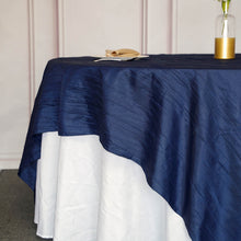 Table Overlay 90 Inch x 90 In Inch Navy Blue Accordion Crinkle Taffeta