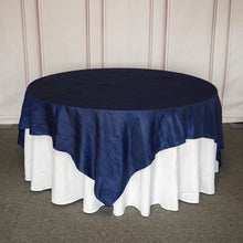 Table Overlay Navy Blue Accordion Crinkle Taffeta 90 Inch x 90 Inch 