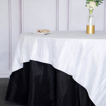90 Inch White Table Overlay Of Accordion Crinkle Taffeta