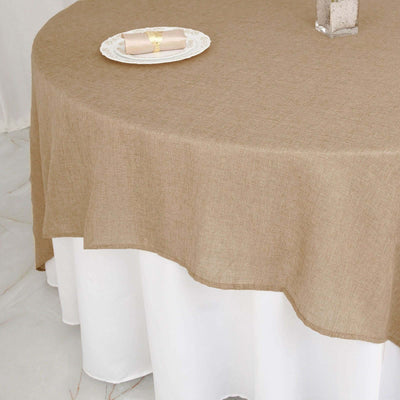 Brown tablecloth draping elegantly over a white table.