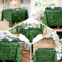 90 Inch x 90 Inch Square Tablecloth Green Leaf Petal Taffeta Overlay