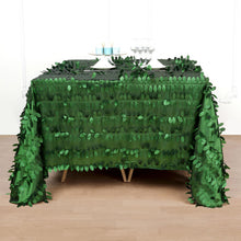 Green Leaf Petal Taffeta 90 Inch x 90 Inch Square Table Overlay Topper