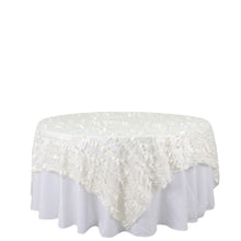90 Inch x 90 Inch Ivory Square Leaf Petal Taffeta Table Topper Overlay