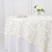 Leaf Petal Taffeta 90 Inch x 90 Inch Square Table Overlay in Ivory Color