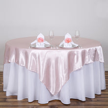 Seamless Satin Square Table Overlay In Blush Rose Gold 90 Inch x 90 Inch