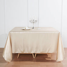 Beige Seamless Satin 90 Inch Square Table Overlay