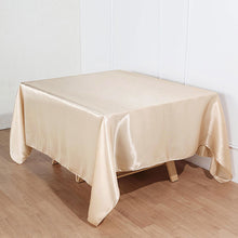 Square Seamless Satin Beige Table Overlay 90 Inch