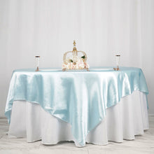 90 Inch x 90 Inch Square Light Blue Seamless Satin Tablecloth Overlay