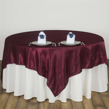 Burgundy Seamless Satin Square Tablecloth Overlay 90 Inch x 90 Inch