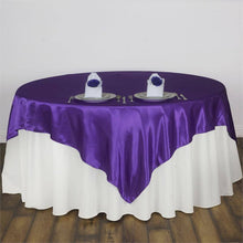 Purple Seamless Satin Square Tablecloth Overlay 90 Inch x 90 Inch
