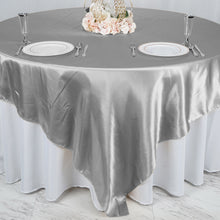 90 Inch x 90 Inch Square Silver Seamless Satin Tablecloth Overlay