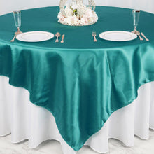 Turquoise Seamless Satin Square Tablecloth Overlay 90 Inch x 90 Inch