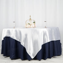 White Seamless Satin Square Tablecloth Overlay 90 Inch x 90 Inch