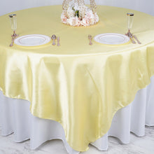90 Inch x 90 Inch Square Yellow Seamless Satin Tablecloth Overlay