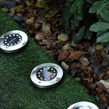 4 Pack Warm White Waterproof Solar Disk Pathway Garden Lights 12 LED