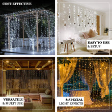 8 Mode 10 Feet Cool White Icicle Curtain Fairy String Lights with 300 LED