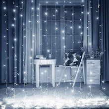 8 Mode 300 LED Cool White Icicle Curtain Fairy String Lights 10 Feet