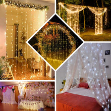 Warm White 8 Mode Icicle Curtain String Fairy Lights 192 LED 5 Feet x 8 Feet Size 