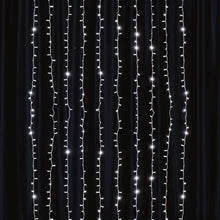 Cool White 8 Mode Icicle Curtain String Fairy Lights 192 LED 5 Feet x 8 Feet Size 