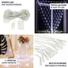 96 White LED Net Lights, Garden, Tree, Fishing String Lights - Electric 40" X 40"