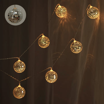 Add Sparkle to Your Event with the Silver Disco Mirror Ball Battery Operated 10 LED String Light Garland