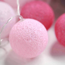 13 Feet Battery Operated Blush Fuchsia Pink Cotton Ball 20 LED Warm White String Light Garland
