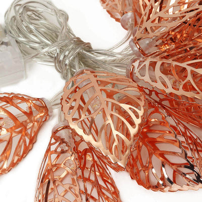 Copper leaf string lights with transparent wire