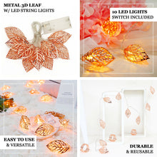 5 Feet Rose Gold Leaf Warm White Battery Operated 10 LED Fairy String Light Garland