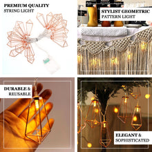 Rose Gold Geometric Prism Warm White 20 LED Battery Operated String Fairy Light 11 Feet
