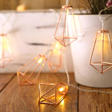 11 Feet Rose Gold Geometric Prism 20 LED Warm White Battery Operated Fairy String Light 