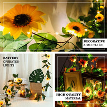 8 Feet Battery Operated Artificial Warm White Sunflower Garland Vine String Lights with 20 LED