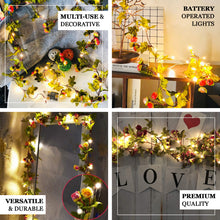 9 Feet Battery Operated Artificial Warm White Rose Flower Garland Vine String Lights with 20 LED