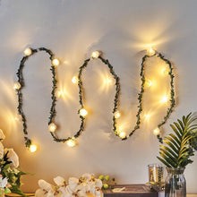 20 LED Warm White Rose Lace Flower Garland Vine Artificial Battery Operated String Lights 9 Feet