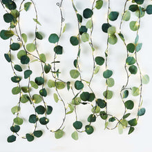 32 Feet Warm White 100 LED Artificial Green Silk Eucalyptus Leaf Garland Vine String Lights Battery Powered 
