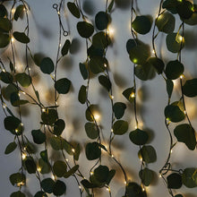 100 LED Warm White Green Silk Eucalyptus Leaf Garland Vine Artificial Battery Operated String Lights 32 Feet