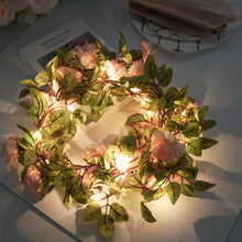 20 LED Battery Operated Silk Rose Flower Vine Lights 7 Ft