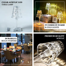 Warm White LED Crystal Diamond Desk Lamp USB Rechargeable Night