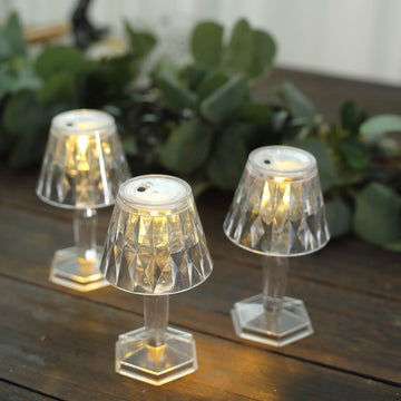 Warm White Clear Crystal Mini Acrylic LED Desk Lamps: Illuminate Your Space with Elegance