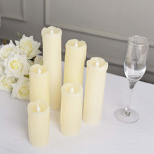Set Of 6 Warm White Flickering Led Battery Operated Drip Wax Pillar Candles 
