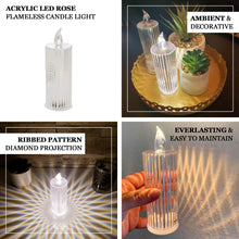 3 Pack of 6 Inch Warm White Clear Acrylic LED Diamond Battery Operated Candle Lamps