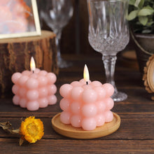 2 Pack Of Blush Rose Gold & White Bubble Design LED Candles 2 Inch 