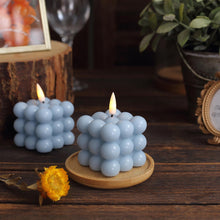Bubble Cube LED Candles 2 Inch Size Dusty Blue Wax Material