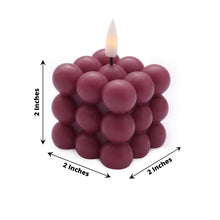Warm White LED Candles 2 Pack 2 Inch Size Burgundy Wax