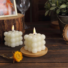 Bubble Cube LED Candles 2 Inch Size Ivory Wax Material