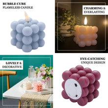 2 Inch Size Dusty Blue Wax Bubble Cube LED Candles Warm White