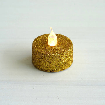 Add a Touch of Elegance with Gold Glitter Flameless LED Candles