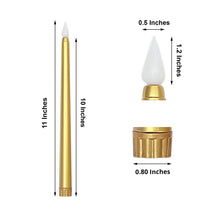 11 Inch Gold Warm Flickering LED Taper Candles 3 Pack Flameless