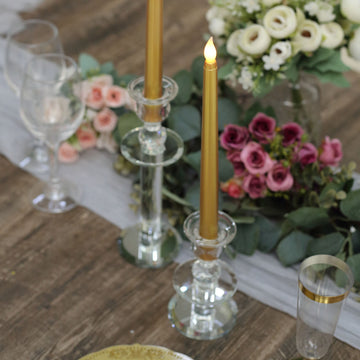 Create a Magical Atmosphere with Gold Warm Flickering Flameless LED Taper Candles
