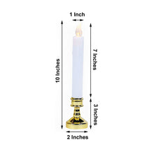 6 Set White Flickering Flameless 10 Inch LED Taper Candles With Removable Gold Candle Holders